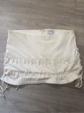 With Jean Cream Lace-Up Mini Skirt